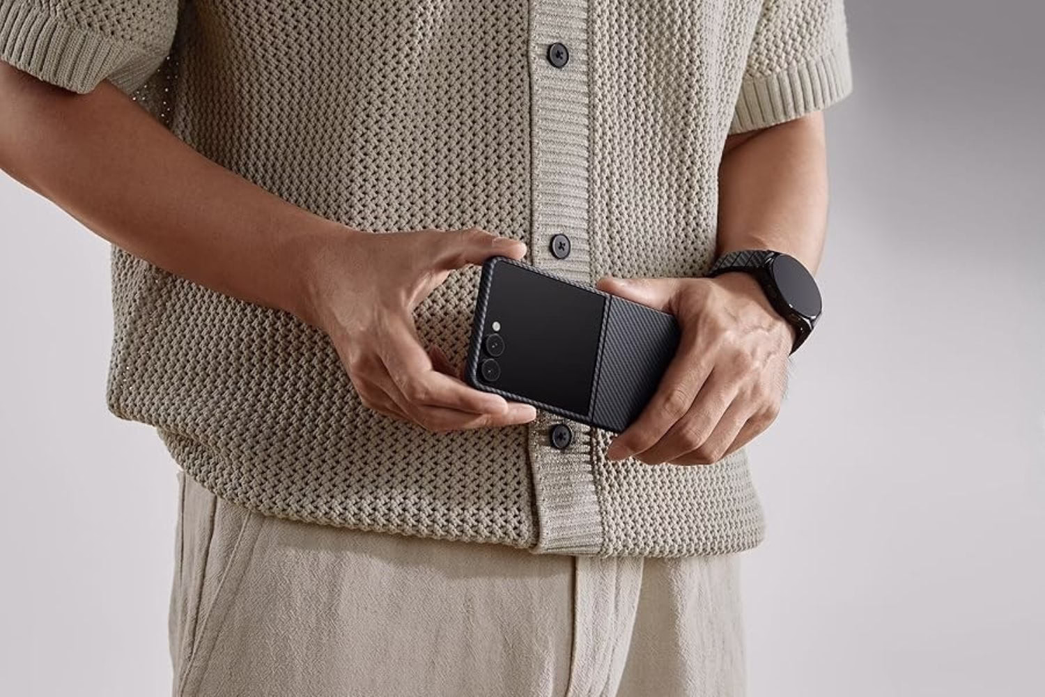 Чохол Pitaka Ultra-Slim Twill Black/Grey для Samsung Galaxy Z Flip 7 (FBFLIP7) - 7
